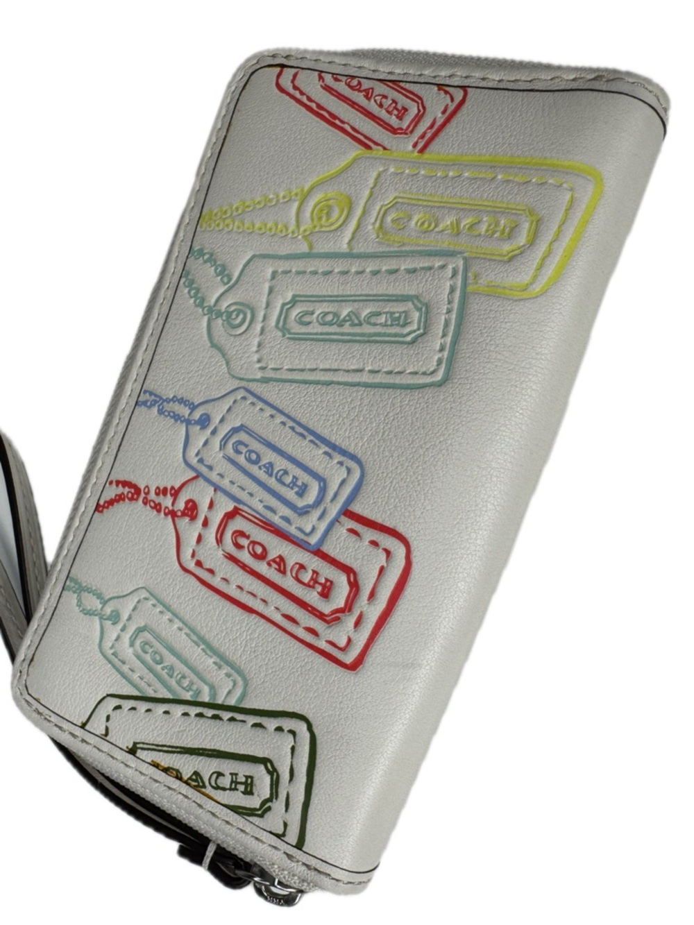Coach White Leather Multicolor Y2K Hangtag Wallet - Picture 8 of 15